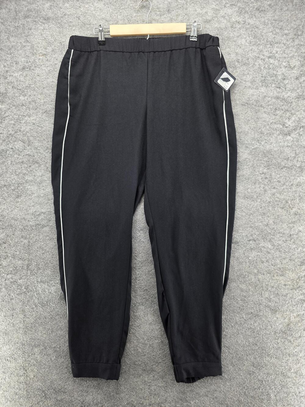 Halogen Pants Womens Large Black Jogger Side Stripe Elastic Waist Polyester